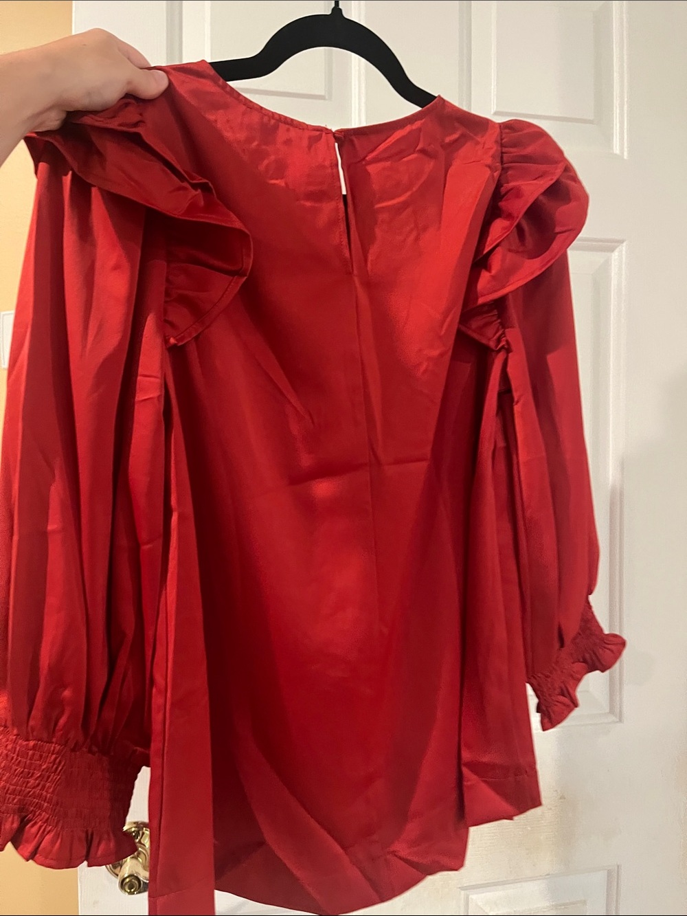 Umgee Red Ruffle-Trim Blouse - Picture 3 of 3